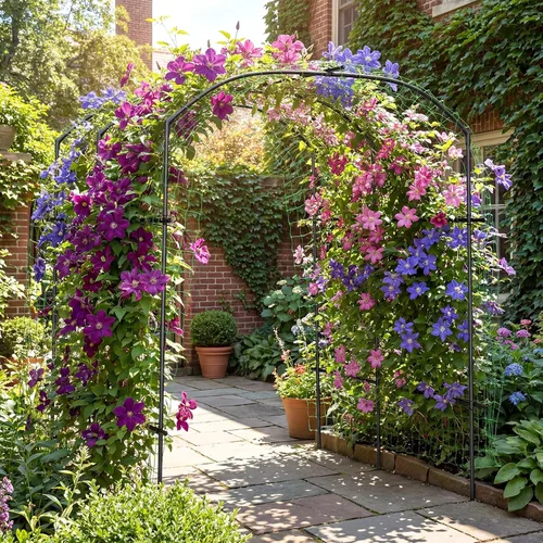 Miniatura 7 de DoCred Enrejado de arco de jardín alto para plantas trepadoras, 87 pulgadas de alto, soporte de metal para plantas trepadoras, arcos de enrejado