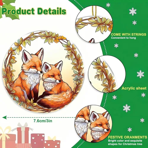 Miniatura 3 de Adorno de Navidad de zorro, árbol de Navidad de la familia de zorros, adornos de zorros de Navidad 2025, decoraciones colgantes de árbol, regalos