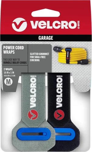 VELCRO Brand Envolturas para cables de alimentación | Correas resistentes para cables de extensión, organización de garaje o caravana | Ojales