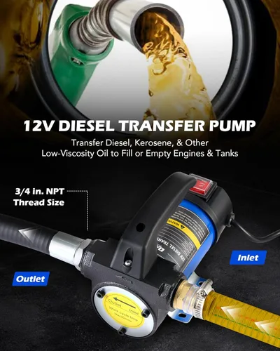 Miniatura 3 de Orion Motor Tech it de dispensador de boquilla de la bomba de la corriente directa de la transferencia del combustible del queroseno 12 V Bio Diesel