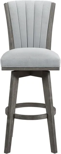 Miniatura 2 de Juego de 2 sillas de comedor giratorias de altura de mostrador con estructura de madera maciza tapizada de tela copetuda para juegos de mesa
