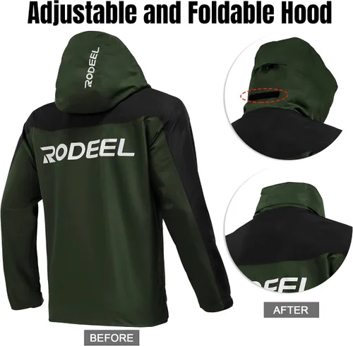 Miniatura 2 de Rodeel Chaqueta rompevientos ligera para hombre, resistente al agua, con capucha para exteriores