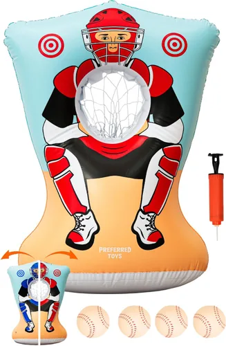 Objetivo inflable de lanzamiento de béisbol para niños, juego de lanzamiento de entrenamiento de béisbol de doble cara para exteriores e interiores,