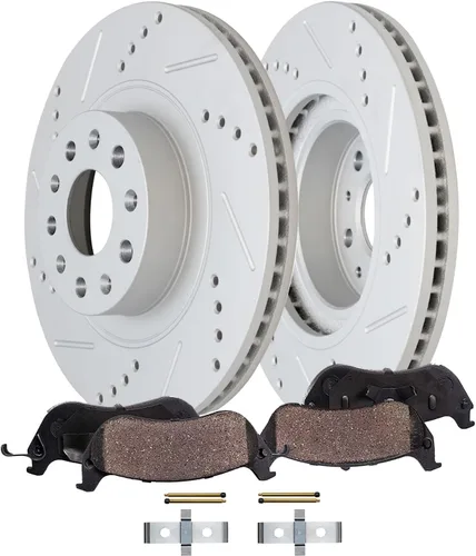 Miniatura 19 de Detroit Axle - Kit de freno trasero para Ford 2022 2023 Maverick 11.89 pulgadas rotores de freno de disco perforados y ranurados pastillas de freno