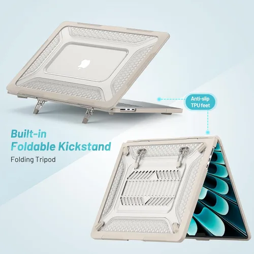 Miniatura 4 de Batianda Funda resistente mejorada para MacBook Air de 15 pulgadas M5 2026 2025 M4 2024 2023, versión 2024 2023, TPU híbrido de panal + armadura