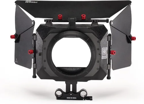 PROAIM MB-600 Parasol Mattebox con elevador de altura para lentes de cámara de hasta 3.740 in. para rieles de 0.591 in, bandera superior, banderas