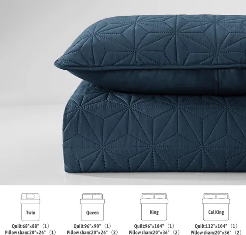Miniatura 6 de Juego de ropa de cama Whale Flotilla King, edredones suaves azul marino para cama tamaño King para todas las estaciones, 3 piezas de colcha