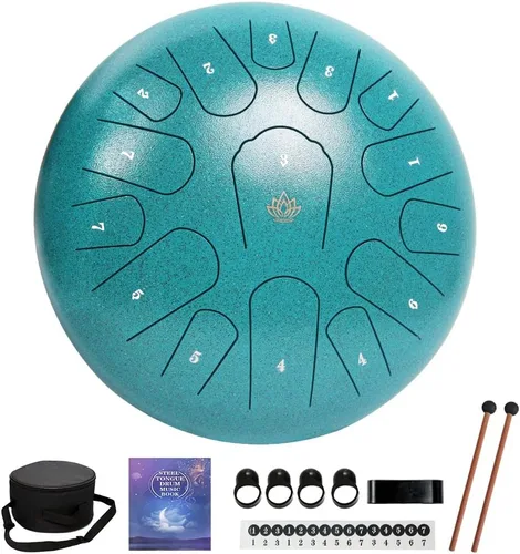Tambor de lluvia para jardín exterior, tambor de lengua de acero de 12 pulgadas, 15 notas, instrumentos musicales, instrumento de percusión handpan,