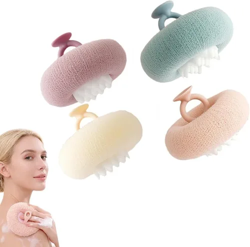 Miniatura 11 de Pelota de Baño Super Suave con Ventosa Giratoria de Girasol, 2025 Nueva Esponja de Baño Exfoliante con Cepillo de Limpieza y Anillos para Dedos