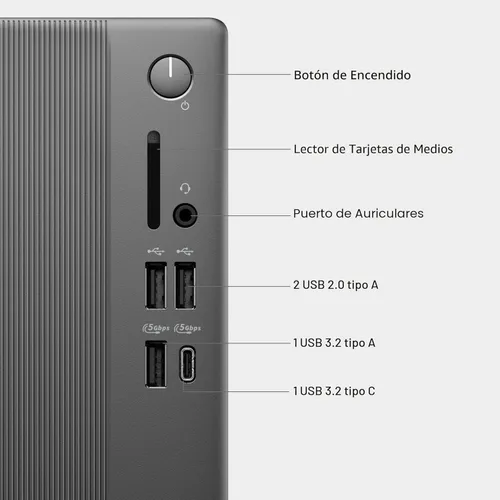 Miniatura 7 de Dell Slim Desktop ECS1250 - Procesador Intel Core Ultra 5-225, gráficos UHD, memoria de 16 GB, SSD M.2 de 512 GB, lector de tarjetas SD 3.0, teclado