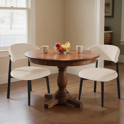 Juego de 2 sillas de comedor estilo granja, sillas de cocina tapizadas de tela moderna de mediados de siglo, sillas de comedor de madera con