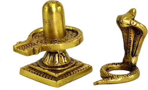 Miniatura 8 de eSplanade Shiv Ling Shiva Lingam de latón con estatua de Sheshnaag Ídolo Murti para el templo casero y Pooja - 4 pulgadas