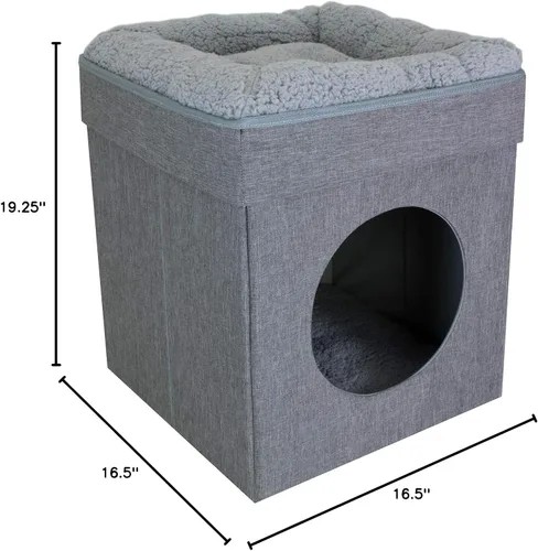 Miniatura 4 de Kitty City Muebles de cubo para gatos de interior, cubo gris A) Cubo de gato (gris)