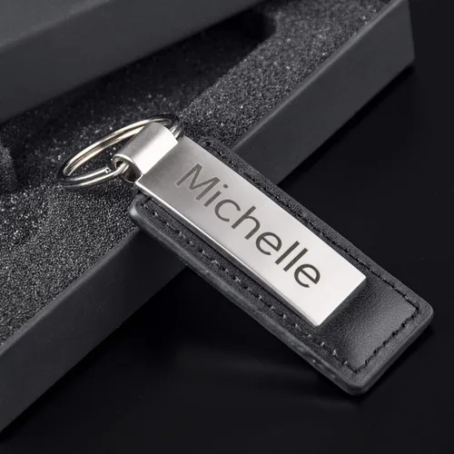 Miniatura 4 de Personalized Keychains Engraved Metal or Leather Keychain Custom Key Chain for Car Keys Father's Day Gift