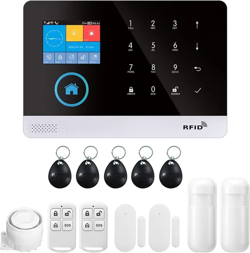 Sistema de alarma WiFi GSM para el hogar, 2.4 pulgadas LCD inalámbrico DIY Smart Home antirrobo sistema de alarma de seguridad de 10 piezas,