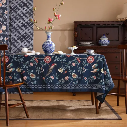 Miniatura 84 de patdrea - Mantel de lino floral, grueso, decorativo y francés para mesas rectangulares o cuadradas, para cocina y comedor, 55 x 79 pulgadas