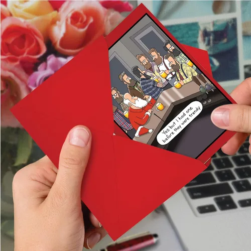 Miniatura 6 de NobleWorks - 12 divertidas tarjetas de dibujos animados para Navidad - Humor navideño, juego de tarjetas de papelería en caja