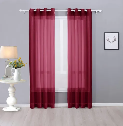 Miniatura 10 de Interior Trends Ariana - Juego de 2 cortinas de gasa transparente totalmente cosida con ojales (63 pulgadas de largo, beige)