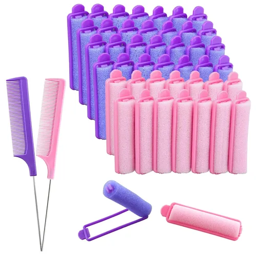 Miniatura 7 de Juego de 44 rodillos de esponja de espuma de 0.59 pulgadas, rizador de esponja flexible para peinar el cabello, rizadores de pelo suaves para dormir
