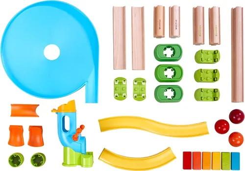 Miniatura 4 de HABA Kullerbu Traffic Jam Ball Track Juego de 33 piezas con embudo