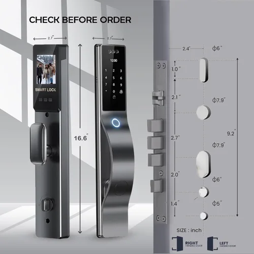 Miniatura 3 de Cerradura de puerta inteligente con cámara: reconocimiento facial 3D, cerradura de puerta sin llave con huella digital biométrica, código de acceso