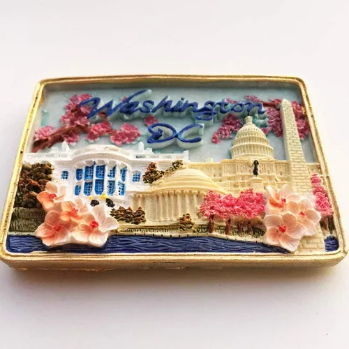 Miniatura 2 de Washington DC USA - Imán de nevera 3D hecho a mano, resina magnética, decoración del hogar, cocina, colección de imanes para nevera de Washington