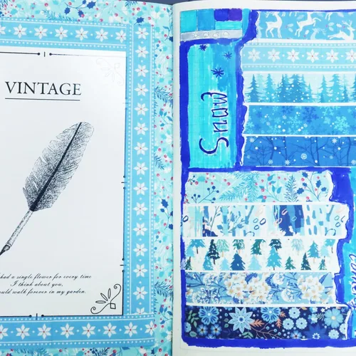 Miniatura 8 de YUBBAEX - Juego de 10 rollos de cinta Washi Four Seasons, cinta adhesiva decorativa de copos de nieve azules (Invierno)