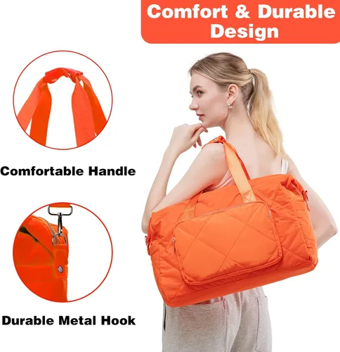 Miniatura 6 de Tinzonc Bolsa deportiva de gimnasio para mujer, bolsa de lona de viaje, bolsa de hombro para mujeres y niñas, viajes, gimnasio, yoga, escuela