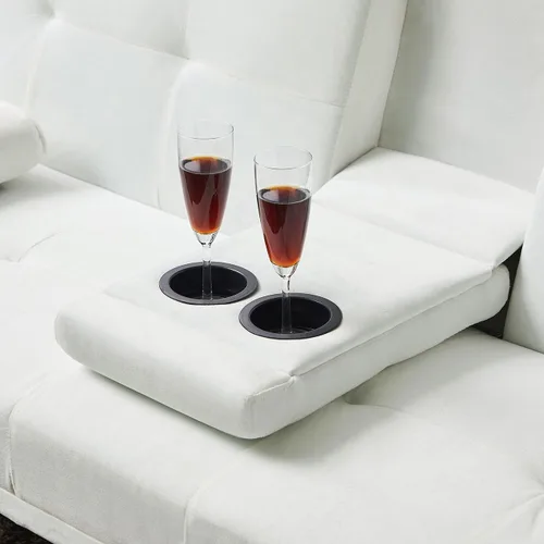Miniatura 4 de Sofá cama futón de terciopelo con 2 portavasos y reposabrazos extraíbles, moderno sofá cama convertible con patas de metal, sofá biplaza tapizado