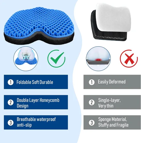 Miniatura 4 de Cojín de asiento de kayak, asiento de kayak de gel grueso antideslizante impermeable, almohadilla de goma portátil para remo de canoa para estadio