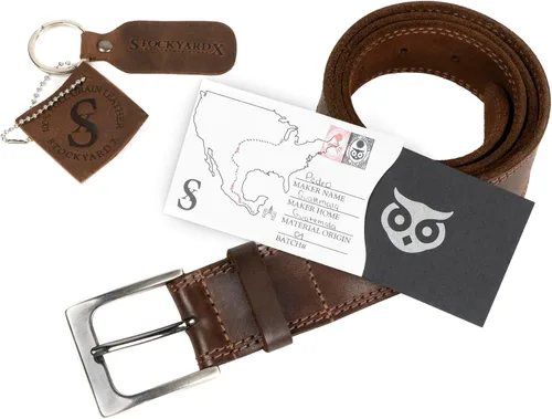Miniatura 10 de Hide & Drink, Cinturón de cuero de grano completo de doble hilera para hombre, estilo occidental, accesorio casual de vaquero, hecho a mano