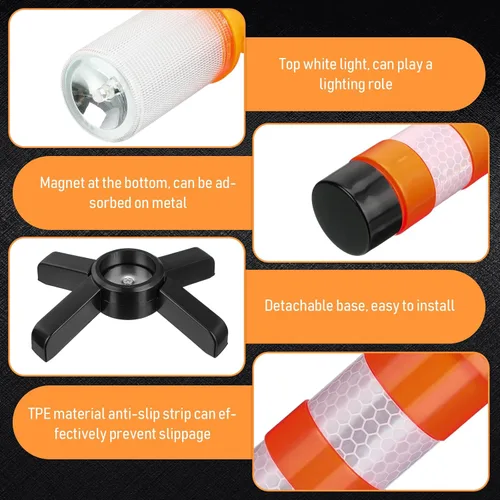 Miniatura 4 de Leumoi Paquete de 8 luces de emergencia para carretera, luces LED de advertencia para carretera, luces rojas brillantes para vehículos
