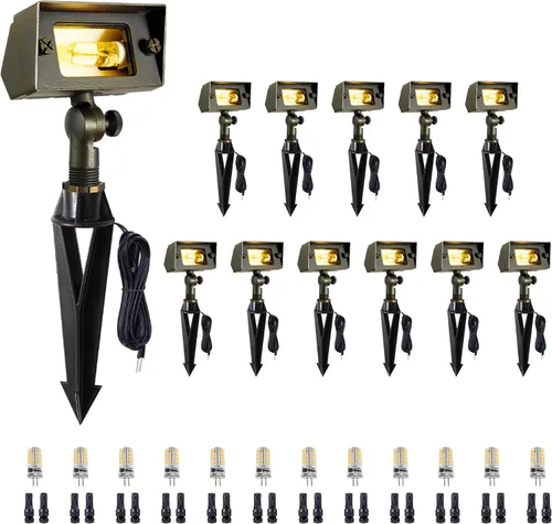 Miniatura 36 de Gardenreet Luz de Inundación de Bajo Voltaje para Exteriores - Luz LED de Lavado de Pared de Latón Sólido 12V, Paisajística de Cableado Fijo