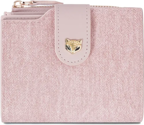 Miniatura 11 de FOXLOVER Cartera pequeña de piel suave para mujer, con bloqueo RFID, bolsillo con cremallera, tarjetero, con ventana de identificación