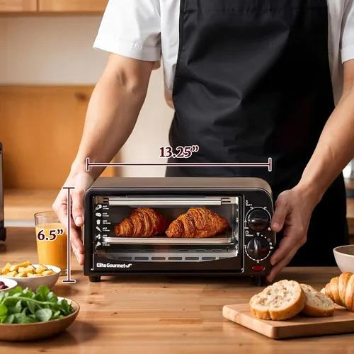 Miniatura 3 de Elite Gourmet ETO236 - Horno tostador personal compacto de 2 rebanadas para encimera con temporizador de 15 minutos y temperatura ajustable