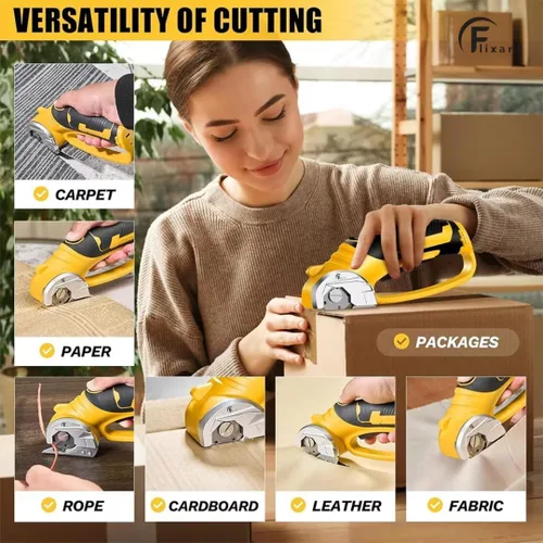 Miniatura 6 de Tijeras Eléctricas Inalámbricas 3.6 V – Cortador de Cartón con Cuchilla Rotatoria Recargable con Seguro de Seguridad, Agarre Ergonómico y Carga USB