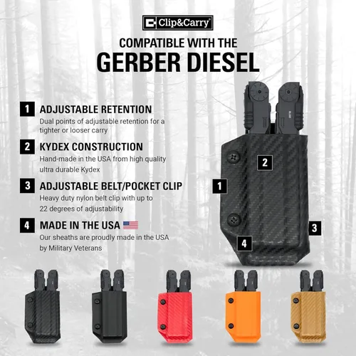 Miniatura 2 de Clip & Carry Kydex - Funda multiherramienta para Gerber Diesel, fabricada en Estados Unidos (multiherramienta no incluida)