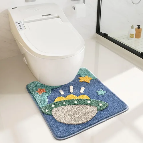 Miniatura 8 de Bonito tapete para inodoro en forma de U, de microfibra ultra suave, antideslizante, absorbente de agua, lavable a máquina, tapete de ducha de 20 x