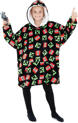 Miniatura 7 de Minecraft Manta con capucha para niños, adolescentes, talla única, poncho de forro polar suave de gran tamaño, acogedora manta con capucha, regalos