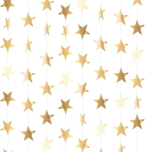 Miniatura 25 de Patelai Guirnalda de estrellas con purpurina 2026, decoración de graduación de 130 pies, pancarta colgante de estrella para fiesta, cumpleaños