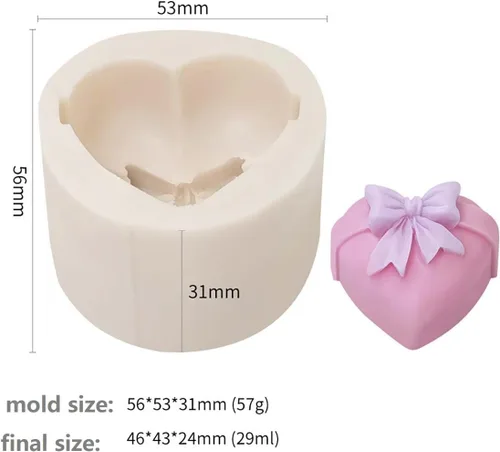 Miniatura 6 de Paquete de 4 moldes de silicona en forma de corazón de resina con flores de rosa para vela, pastel, jabón, caramelo - Forma redonda XQ-Heart-4-Pack