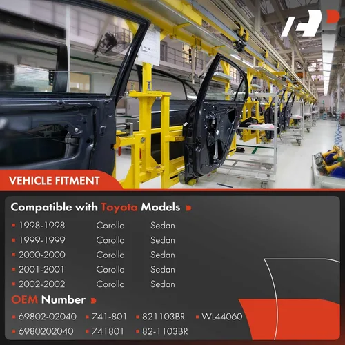 Miniatura 3 de Regulador de ventana eléctrica A-Premium con motor compatible con Toyota Corolla Sedán 1998-2002, lado del conductor delantero
