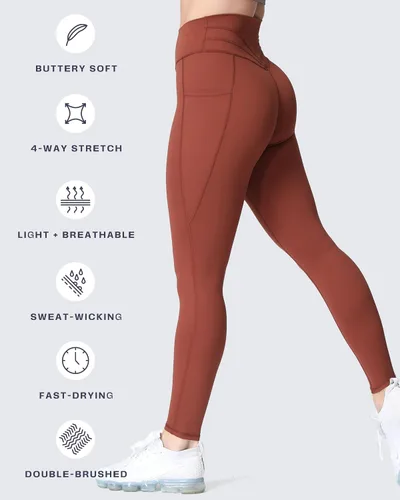 Miniatura 4 de Aoxjox Trinity - Pantalones de yoga de cintura alta con bolsillos para mujer, control de abdomen, cintura cruzada, leggings de entrenamiento suaves