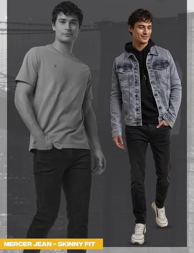 Miniatura 6 de DKNY Jeans ajustados para hombre Jeans ajustados clásicos de 5 bolsillos para hombre Mezclilla elástica para hombre