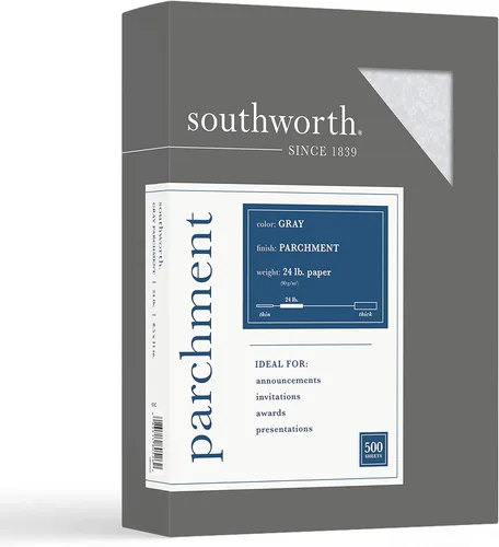 Papel especial tipo pergamino Southworth®, 24 lb, 8 1/2" x 11", gris, paquete de 500