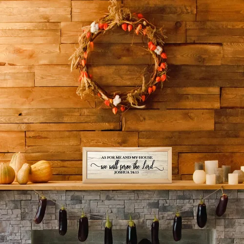 Miniatura 6 de Jetec Placas de pared de versículos bíblicos de granja, "En cuanto a mí y mi casa, serviremos al Señor" Placa de madera para decoración de pared