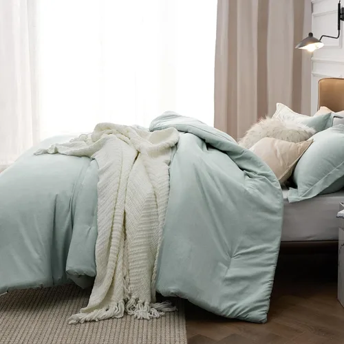 Miniatura 368 de Bedsure Juego de edredón Twin/Twin XL, ropa de cama suave beige para todas las estaciones, juego de cama teñido catiónico, 2 piezas, 1 edredón