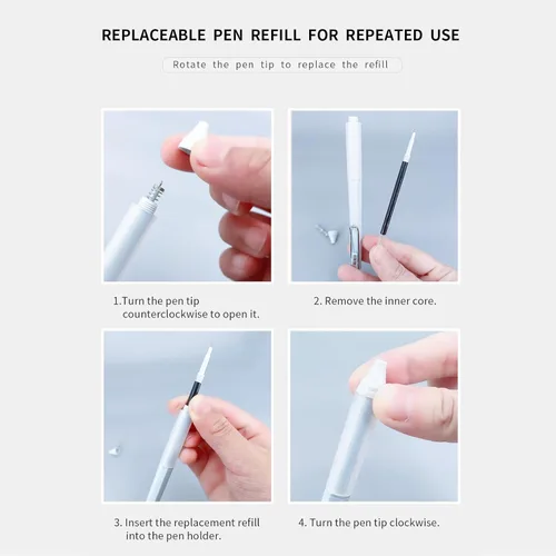Miniatura 4 de Juego de 6 bolígrafos de gel, bolígrafos de tinta negra de 0.18 mm / 0.28 mm / 0.38 mm de punta ultrafina de escritura suave con empuñadura