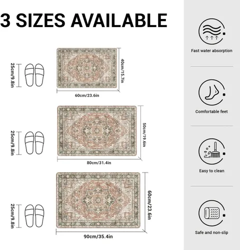 Miniatura 2 de Alfombra, absorbente de agua antideslizante para baño, puerta delantera, junto al fregadero - tradicional 16 ″ x24 ″