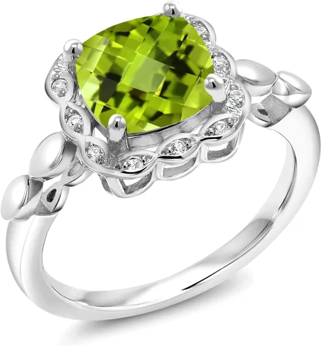 Miniatura 22 de Gem Stone King Anillo de compromiso de plata de ley 925 de 0.315 in con piedra natal y zafiro blanco creado Anillo de compromiso de boda